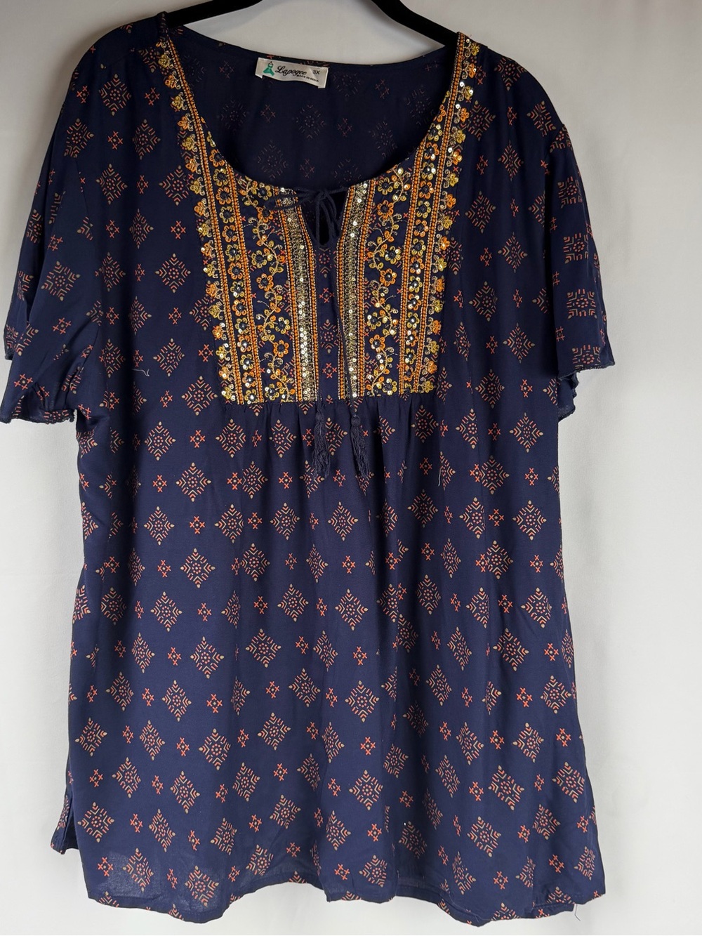 Bohemian Embroidered Navy Women’s Top